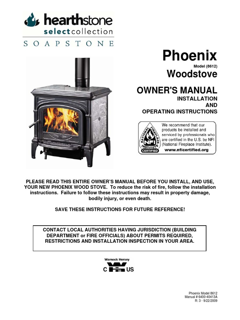 Hearthstone Phoenix 8612 Manual | PDF | Chimney | Stove