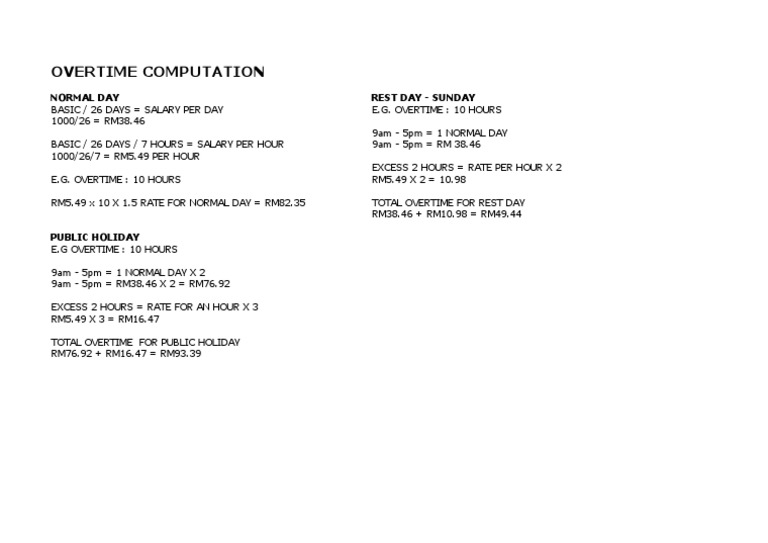 Overtime Calculation Guide for Employees | PDF