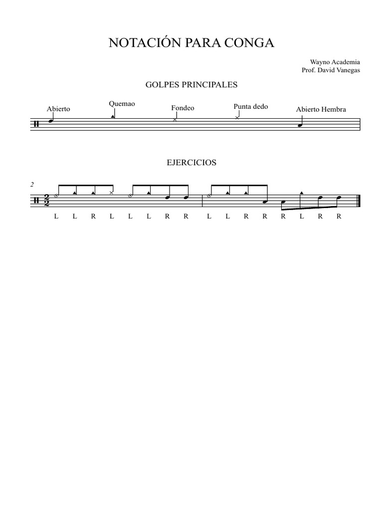 Notación y Ejercicios para Congas | PDF