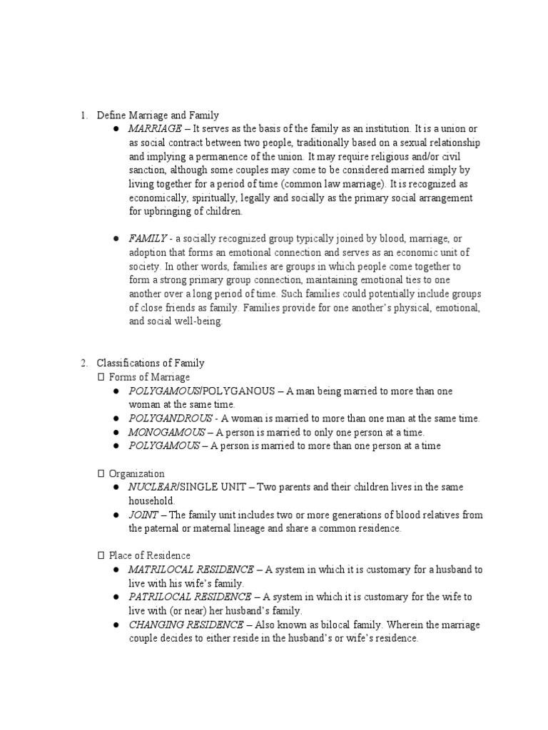 Marriage and Family Socio | PDF | Family | Polygamy