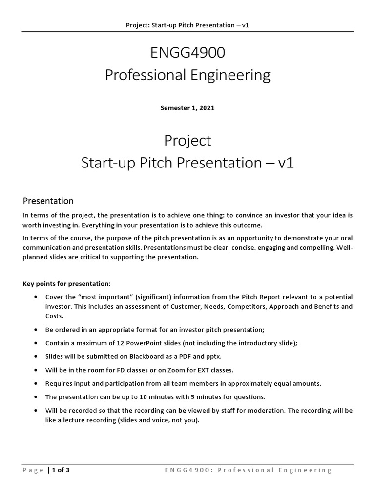 Start-up Pitch Presentation Guide | PDF | Cognition | Communication
