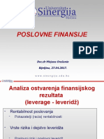 Predavanje VIII - Analiza Rizika Ostvarenja Finansijskog Rezultata (Leveridža)