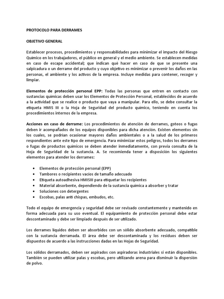 Protocolo para Manejo de Derrames | PDF | Residuos | Petróleo