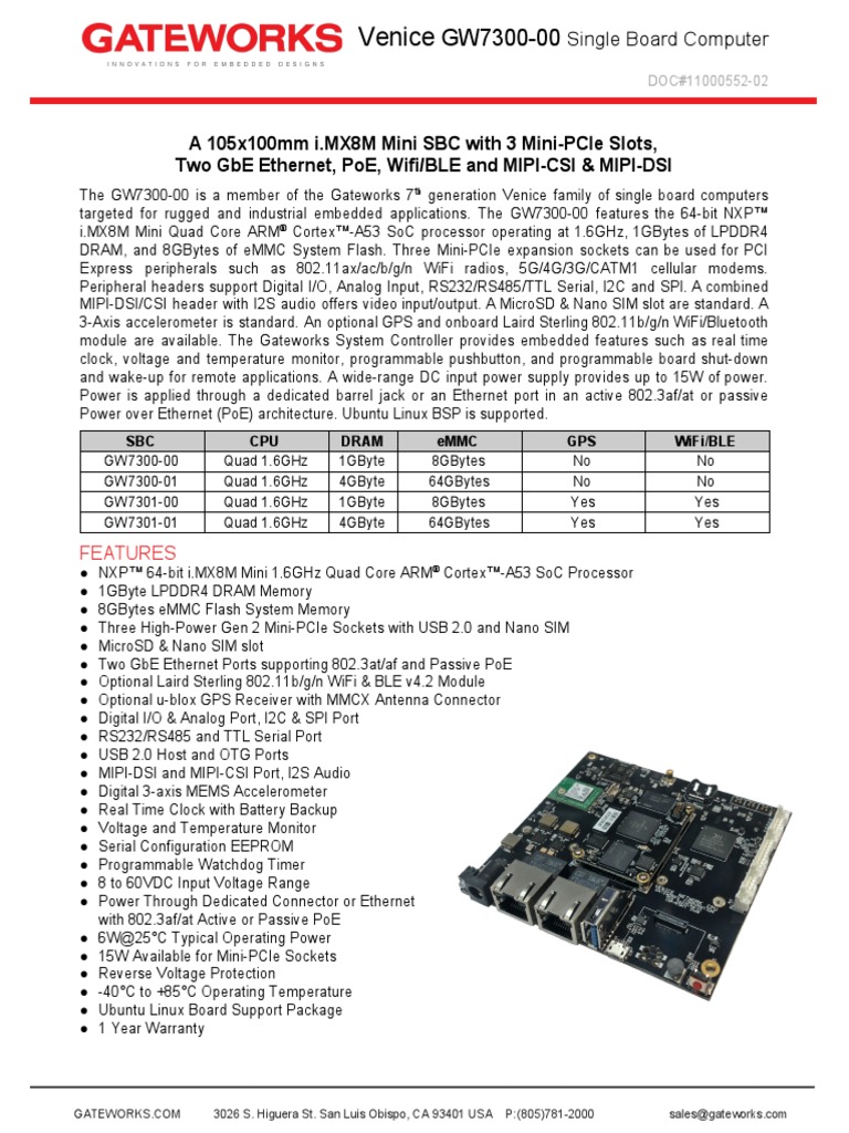 11000552-02 GW7300 Datasheet | PDF | Embedded System | Usb