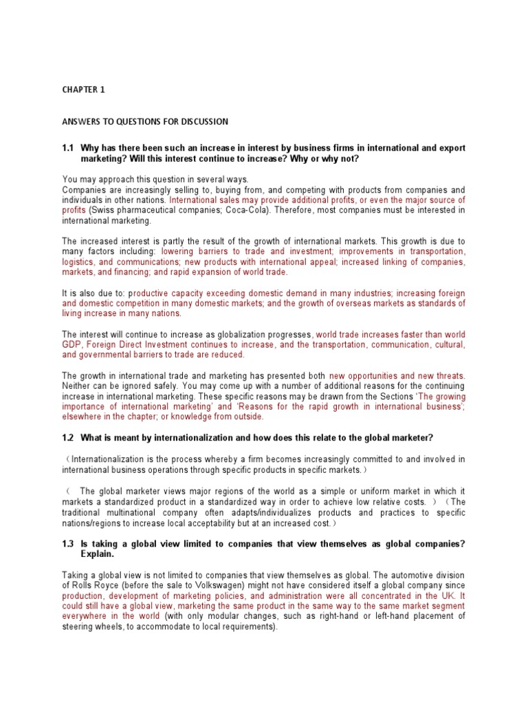 End of Chapter Question and Answers | PDF | Exports | Marketing