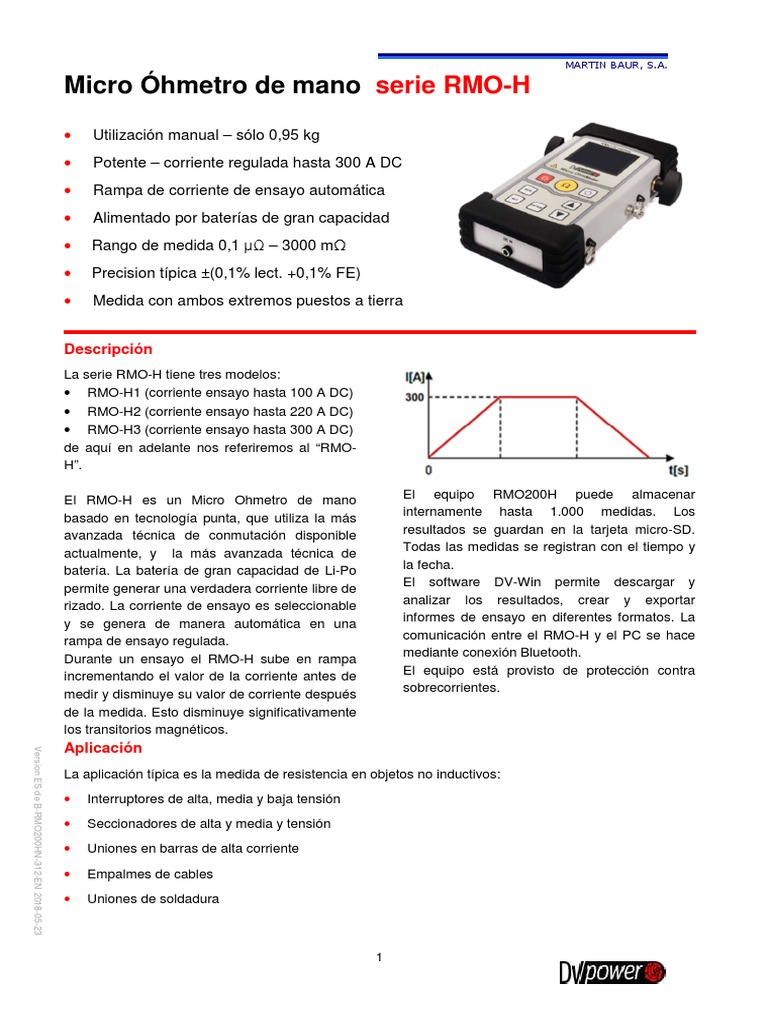 Microhmetro RMO-H-Serie DV-POWER | PDF | Ingenieria Eléctrica ...