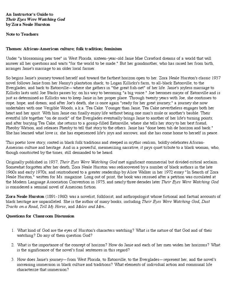 Their Eyes Were Watching God Characters | Course Hero, image size:768x1024