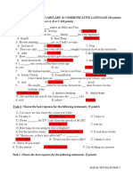 Task1. Choose The Best Answer A, B or C (10 Points) : Part I: Grammar, Vocabulary & Communicative Language (20 Points)
