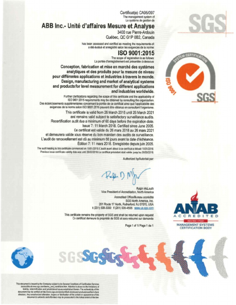 ABB ISO 90012015 Certificate PDF