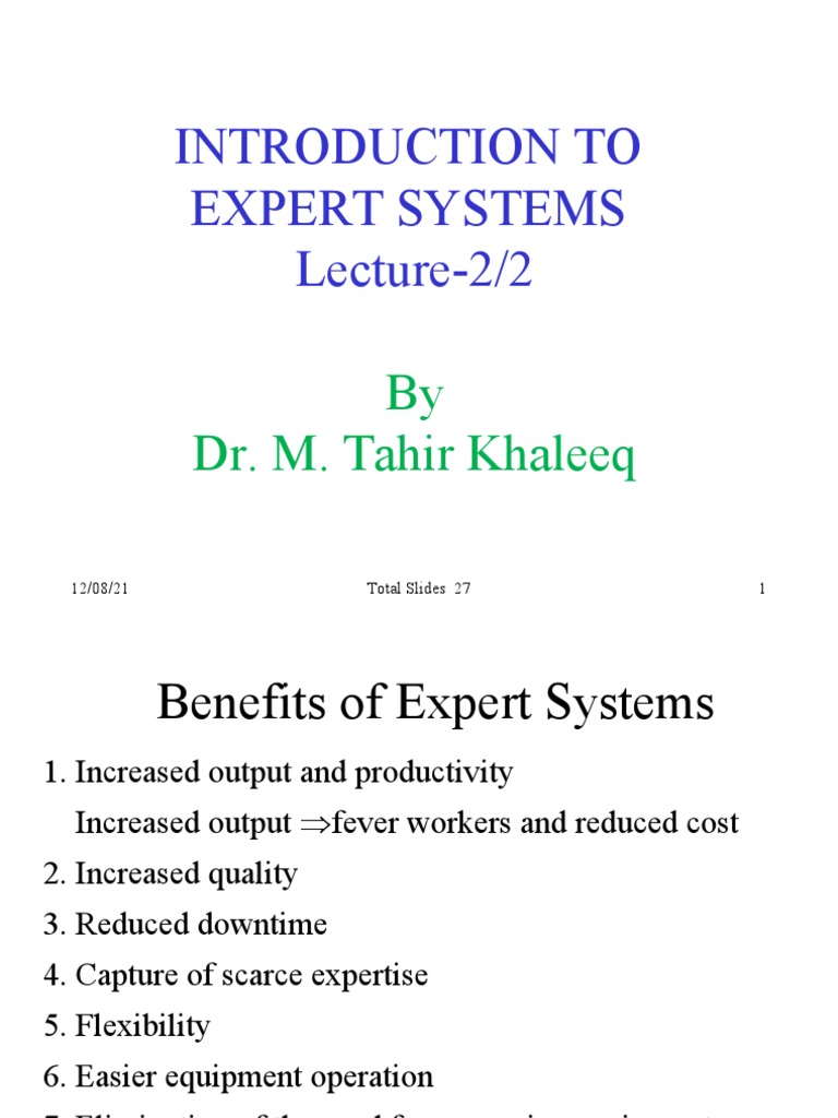 Introduction to Expert Systems Overview | PDF | Expert | Knowledge ...