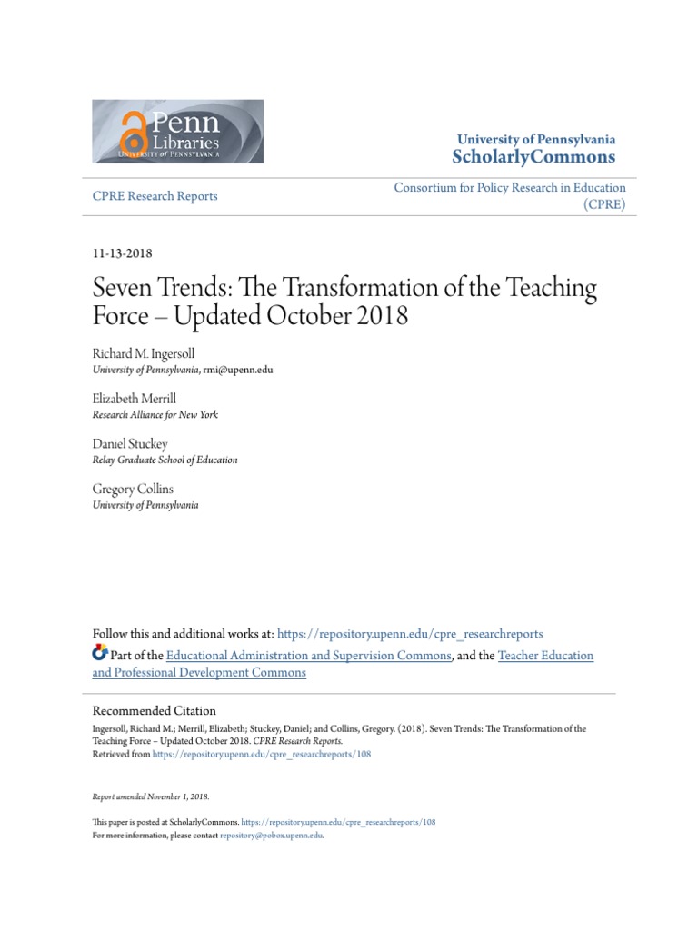 Seven Trends: The Transformation of The Teaching Force - Updated ...