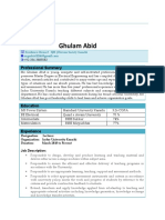 + Ghulam Abid: Professional Summary
