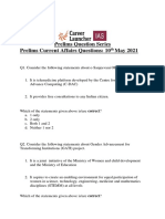 Prelims Question Series Prelims Current Affairs Questions: 10 May 2021