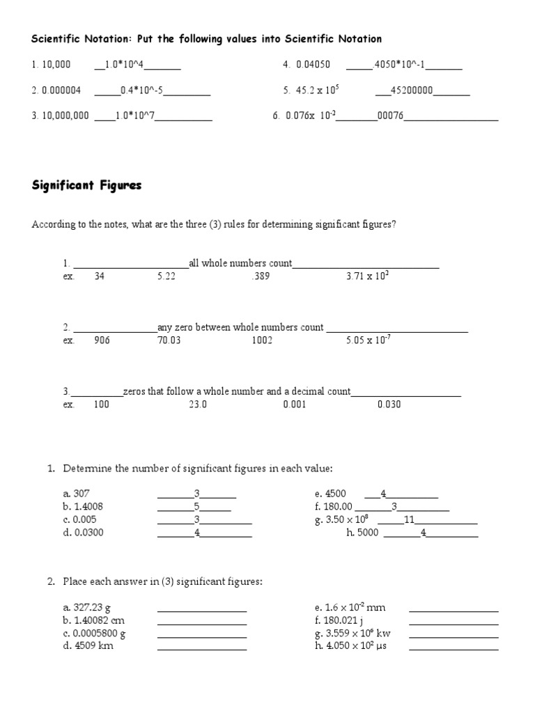 Scientific Notation and Significant Figures Guide | PDF