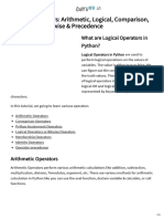 Python Operators - Arithmetic, Logical, Comparison, Assignment, Bitwise & Precedence