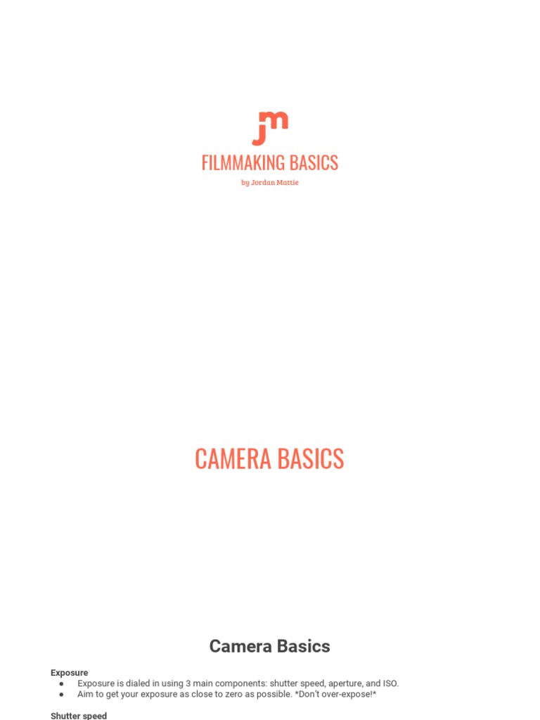Filmmaking Basics Camera Composition Guide Pdf Exposure