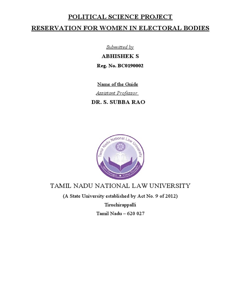 Women's Reservation in Electoral Bodies | PDF | Woman | Social Equality