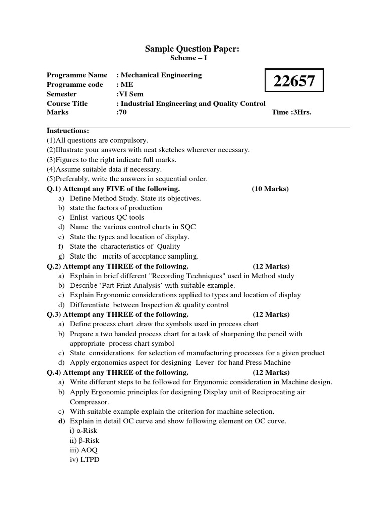 Industrial Engineering and Quality Control MSBTE | PDF | Industrial ...