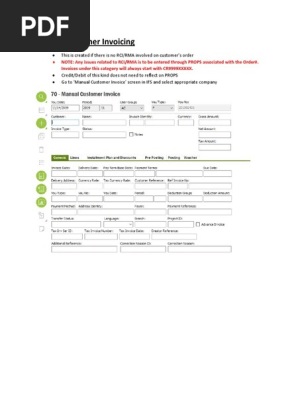 Manual Customer Invoice SOP