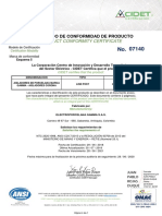 CERTIFICADO DE CONFORMIDAD PARA AISLADORES DE PORCELANA