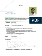 Resume Tonmoy Das: B.SC in Civil Engineering