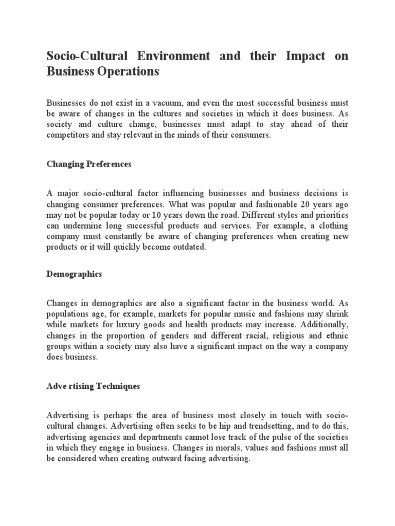 Socio-Cultural Factors Impacting Business | PDF | Parental Leave ...