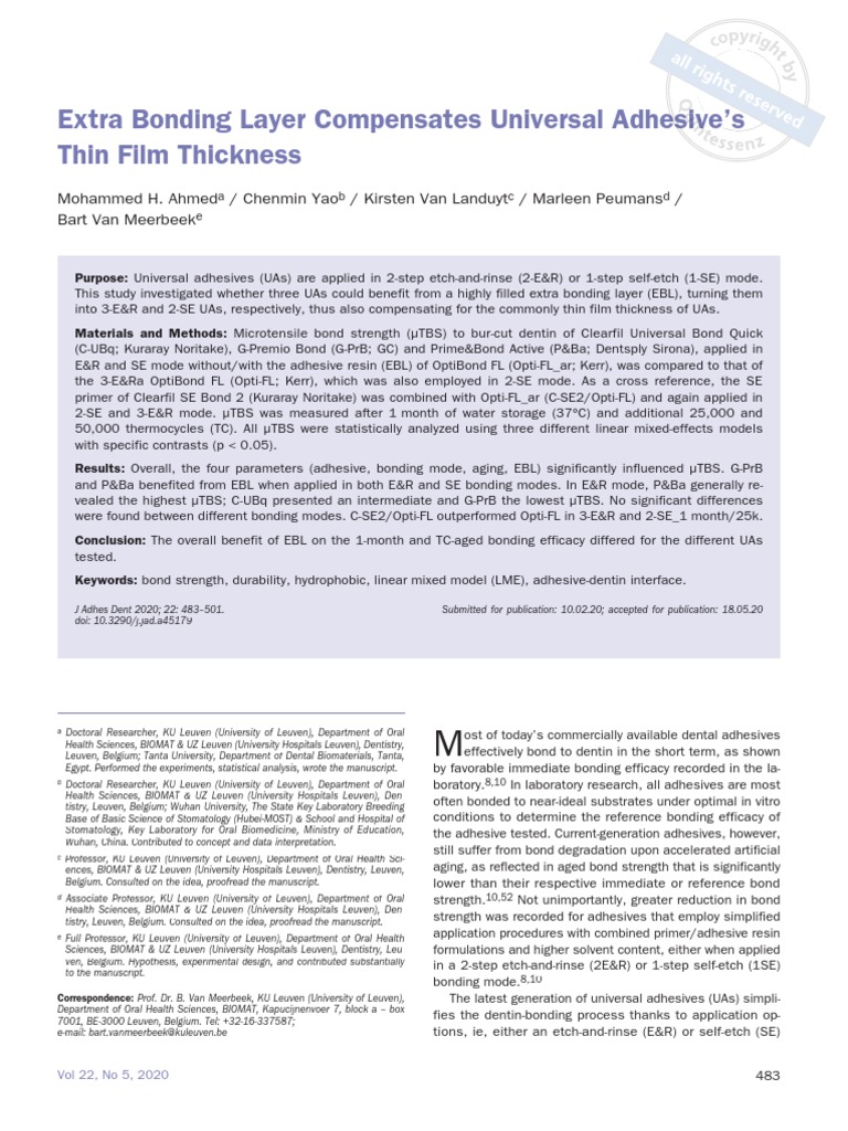 Extra Bonding Layer Compensates For Universal Adhesive's Thin Film