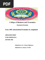 College of Business and Economics: Econ. 2082: International Economics II, Assignment