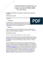 Técnicas de mantenimiento industrial y su aplicación bajo normas ISO 9001