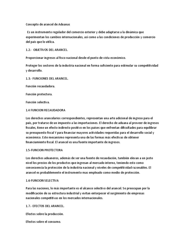 Arancel de Aduanas: Funciones y Efectos | PDF | Arancel | aduana