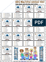 family members vocabulary esl multiple choice test for kids
