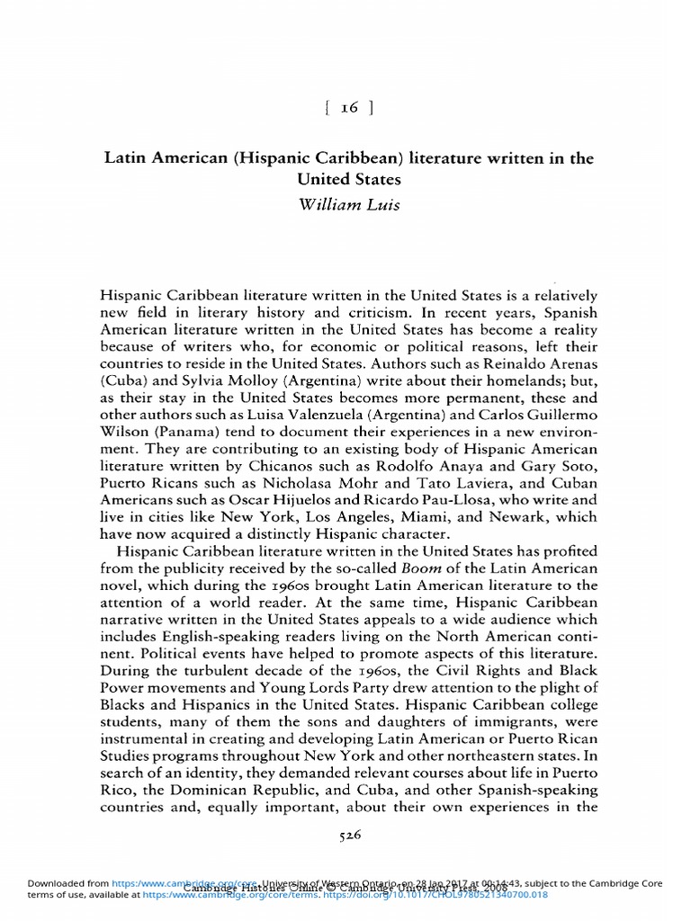 Latin American Hispanic Caribbean Literature Written in The United ...