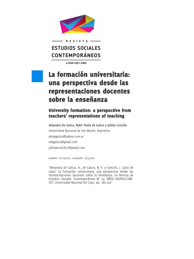 De Gatica, de Gatica & Concilio - La Formación Universitaria Una ...
