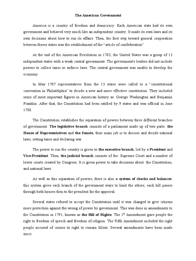 The American Government | PDF | U.S. State | Separation Of Powers