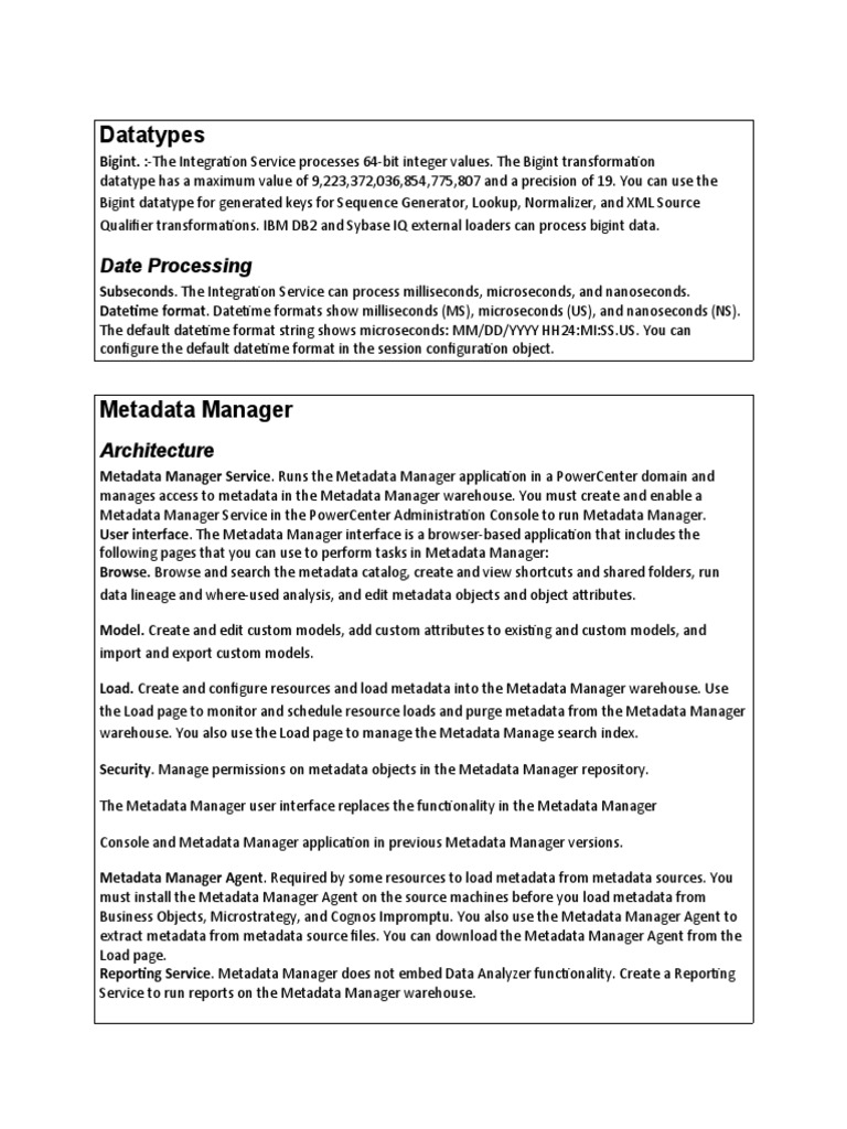Informatica8.6 New Features | PDF | Metadata | Cache (Computing)