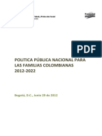 Politica Publica Familias Colombianas 2012 - 2022
