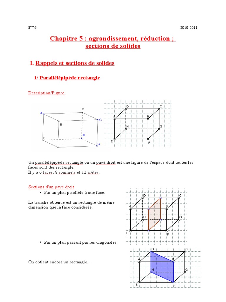 Calculer L aire D un Prisme Droit 3 6 Cours Espace Agrandissement Reduction | PDF | Triangle | Le volume