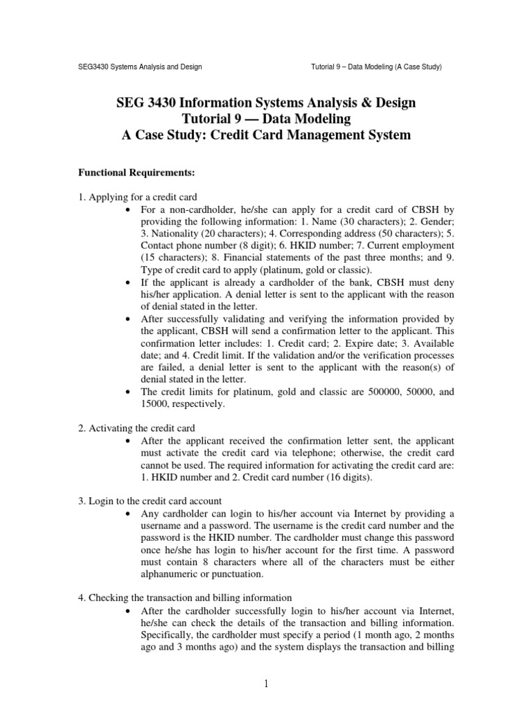 case study Credit Card Financial Transaction