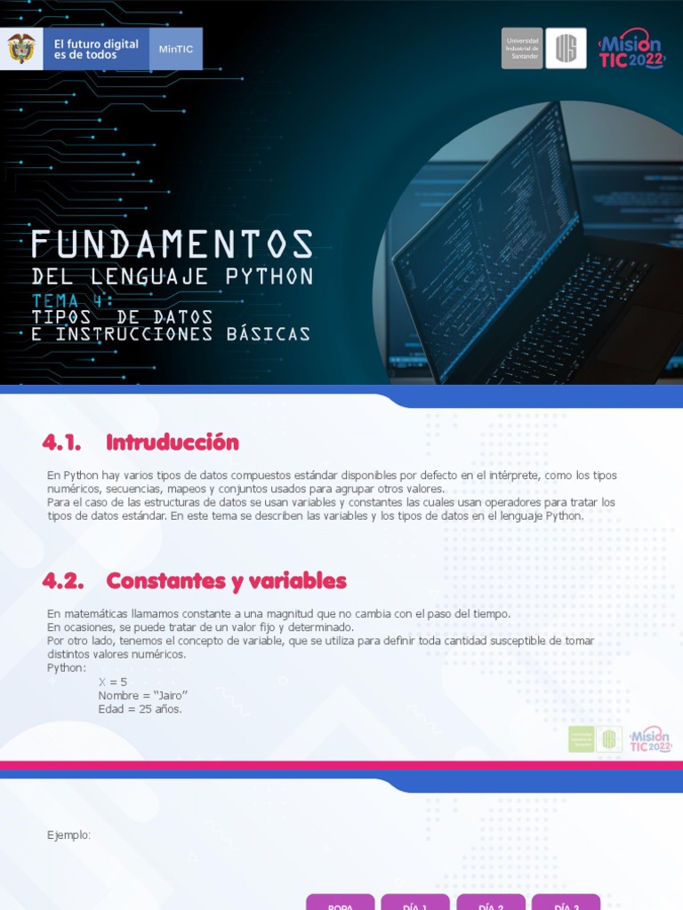Carlostruji85 - Eje 1 PPT Tema 4 | PDF | Tipo de datos | Python ...