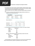 Exercise On Transportation, Transshipment and Assignment Problems