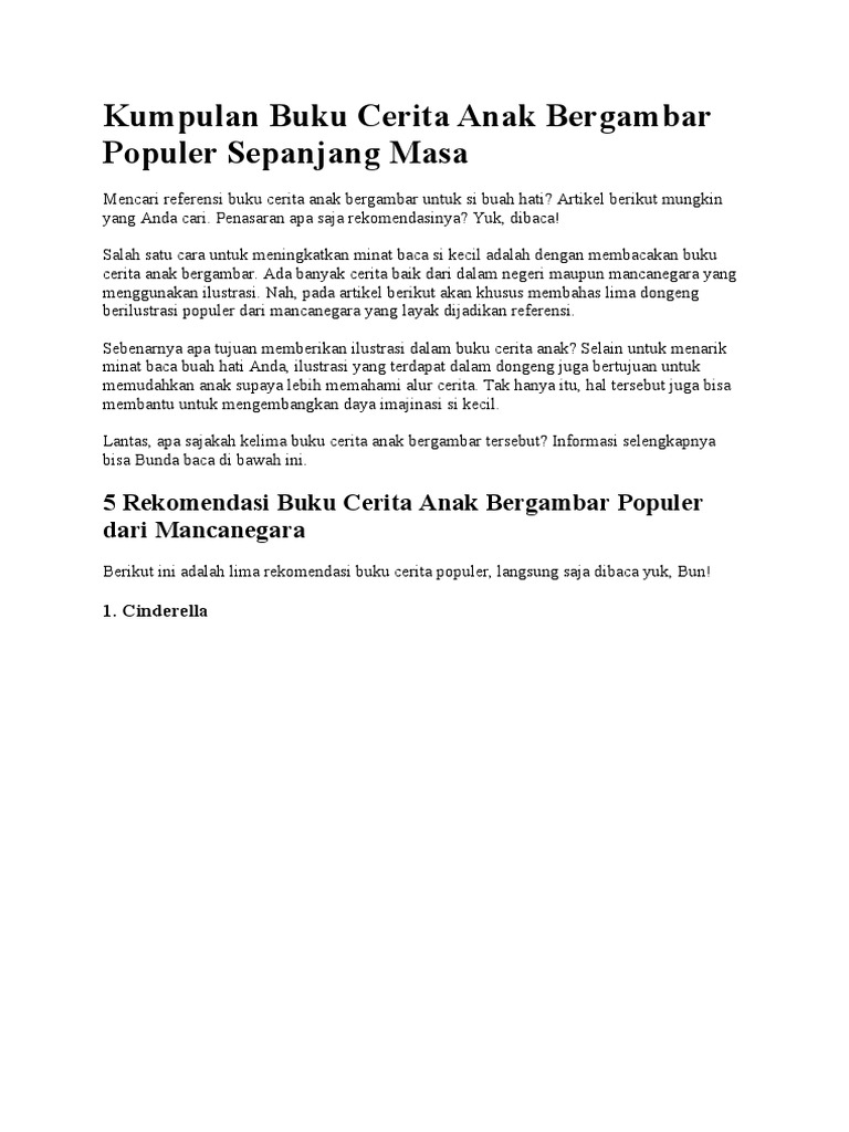 Kumpulan Buku Cerita Anak Bergambar Populer Sepanjang Masa Pdf
