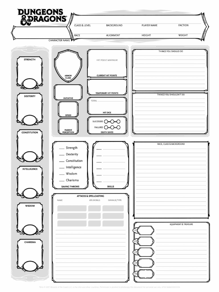 WotC - 5e - Character Sheet - Main Basic 2 (Print Version) | PDF