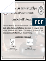 National Law University, Jodhpur: Certificate of Participation