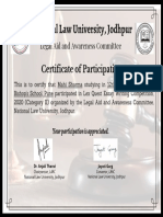 National Law University, Jodhpur: Certificate of Participation