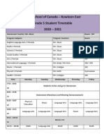 Delia School of Canada - Kowloon East Grade 5 Student Timetable 2020 - 2021