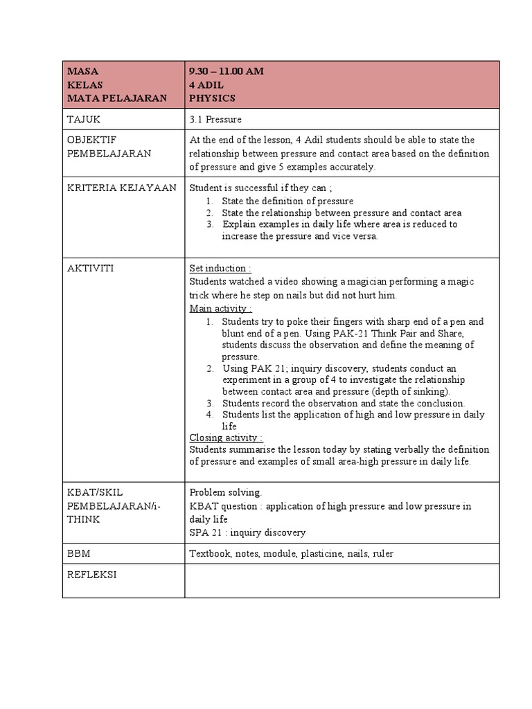 RPH Pressure Physcs | PDF