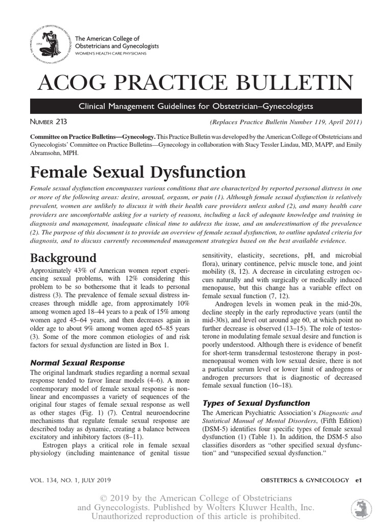 Female Sexual Dysfunction 2019 | PDF | Sexual Dysfunction | Vagina