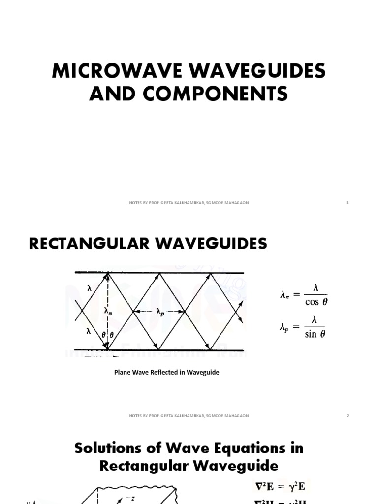 Unit 1 Microwave Waveguide and Components PDF Waveguide Waves