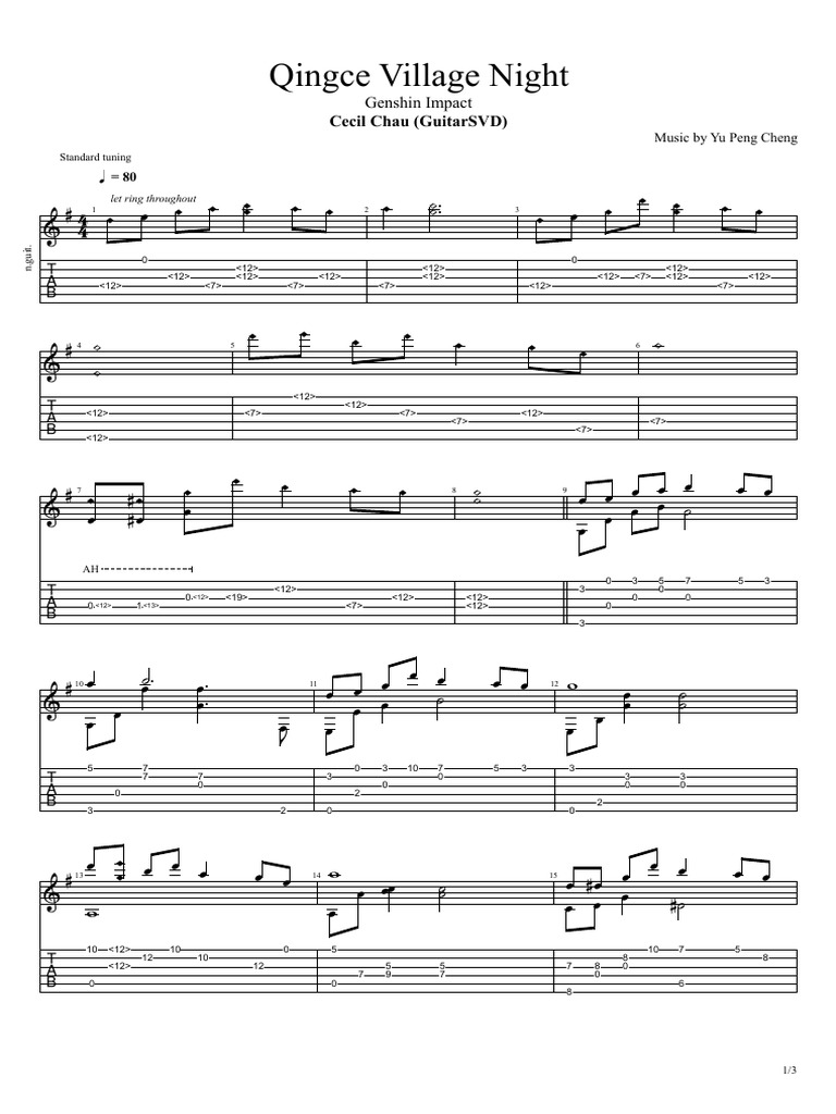 Dragonspine (Genshin Impact OST) Guitar Tab, PDF