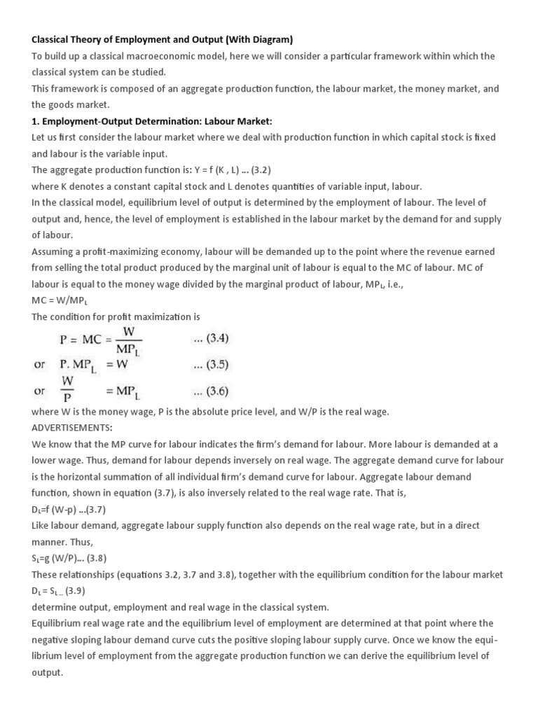 Classical Theory of Employment and Output | Download Free PDF | Labour ...